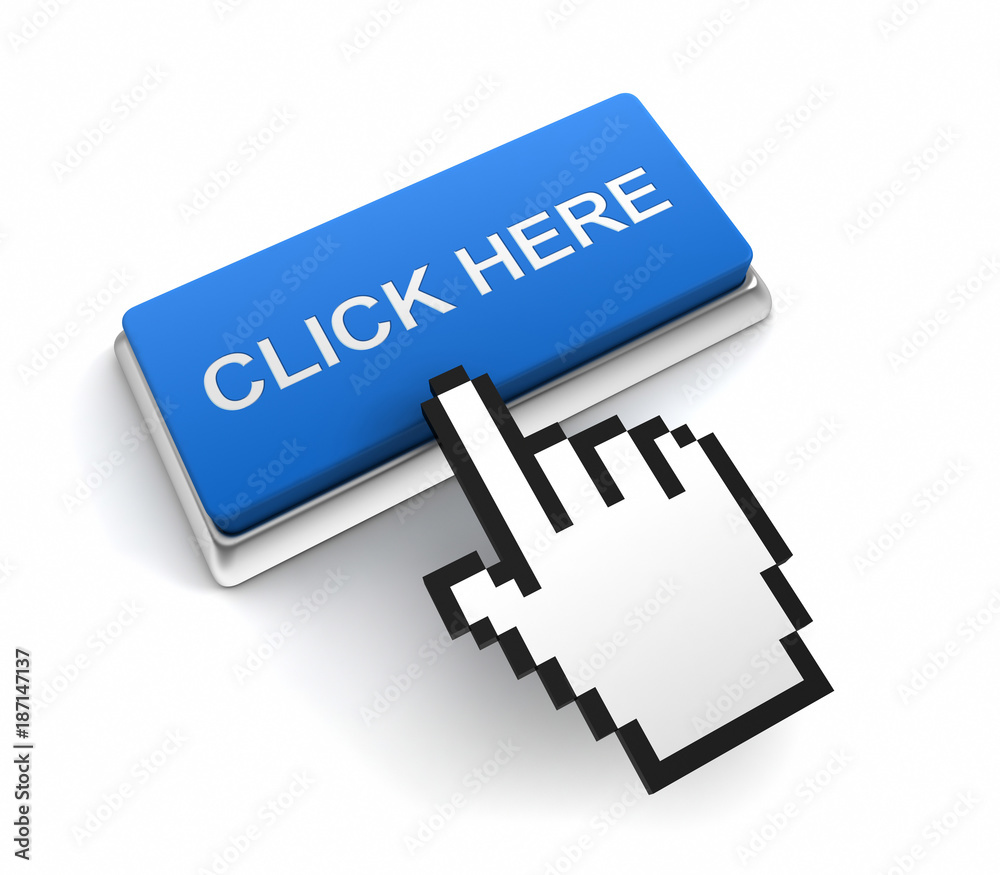 click here button concept 3d illustration click here button concept 3d illustration
