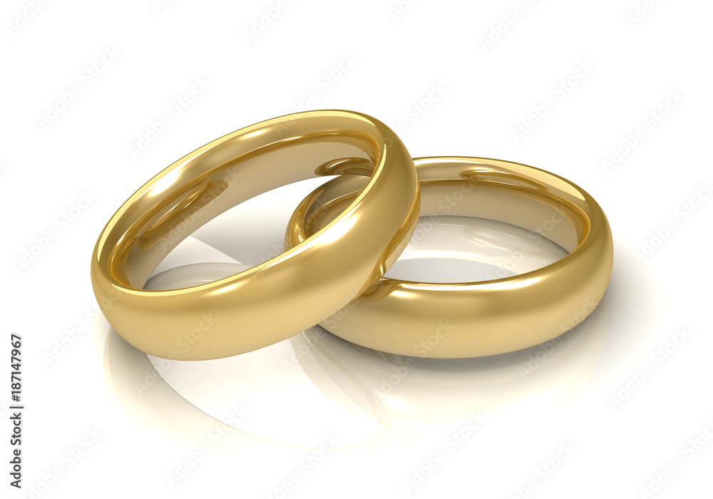 golden wedding rings concept 3d illustration golden wedding rings concept 3d illustration