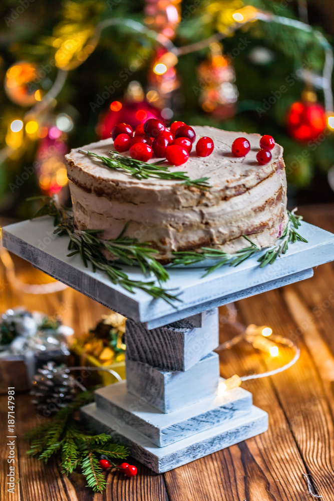 Ginger cake with cranberries. Christmas cake Ginger cake with cranberries. Christmas cake