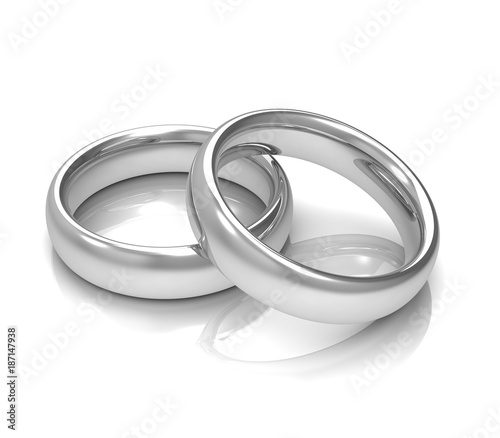 silver wedding rings concept       3d illustration