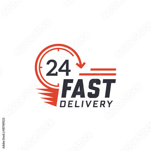 Fast delivery 24 hour. Delivery label for online shopping. Worldwide shipping. Vector illustration