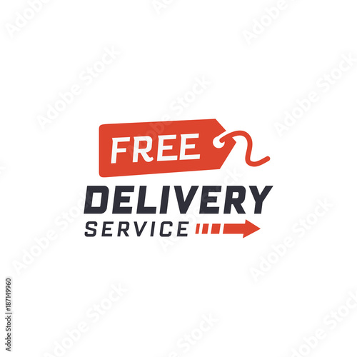 Free delivery service. Delivery label for online shopping. Worldwide shipping. Vector illustration