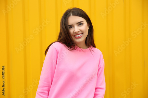 Beautiful smiling woman on ...