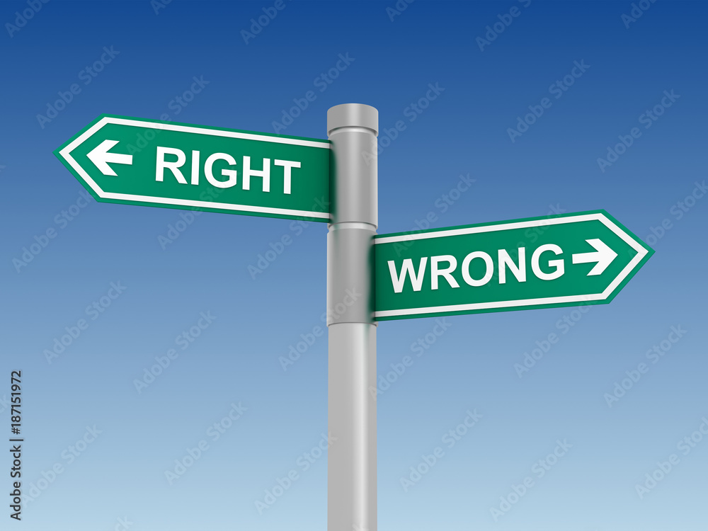 right wrong sign concept 3d illustration right wrong sign concept 3d illustration
