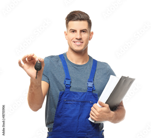 Handsome auto mechanic with...