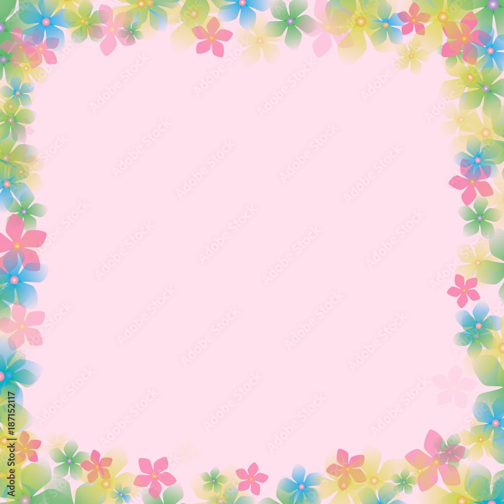 frame from flowers with a pink background