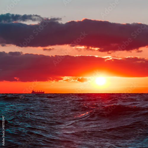 Romantic sunset over the sea