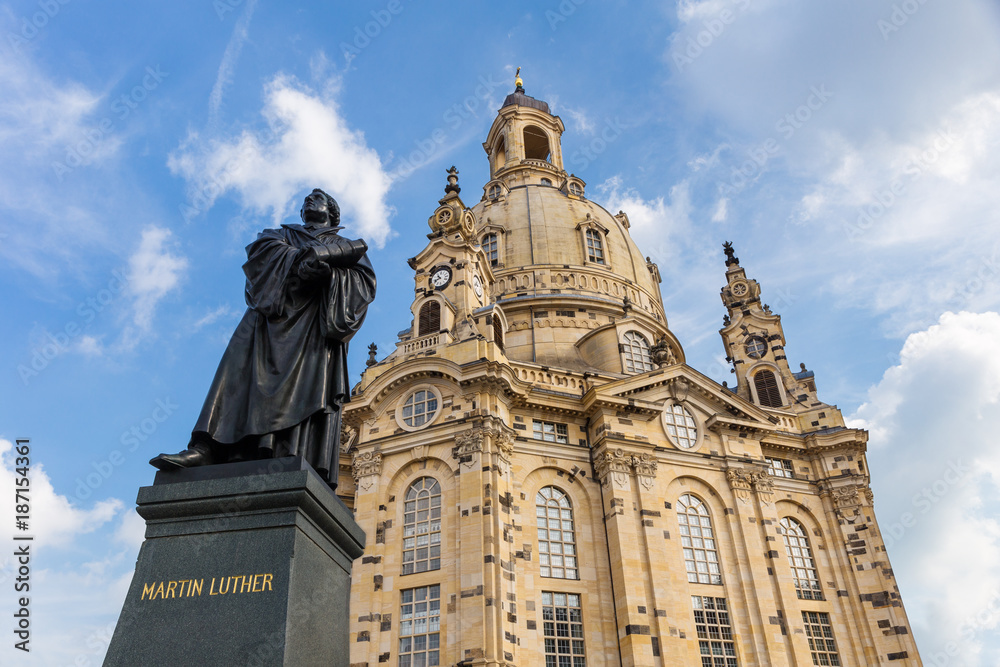 Statue of Martin Luther in front of the Frauenkirche in Dresden, Germany