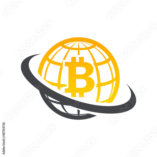 Swoosh Globe Bitcoin Logo Icon