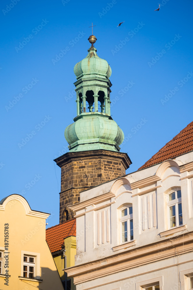 Tower of St. Erasmus and Pancras` church in Jelenia Gora, Poland