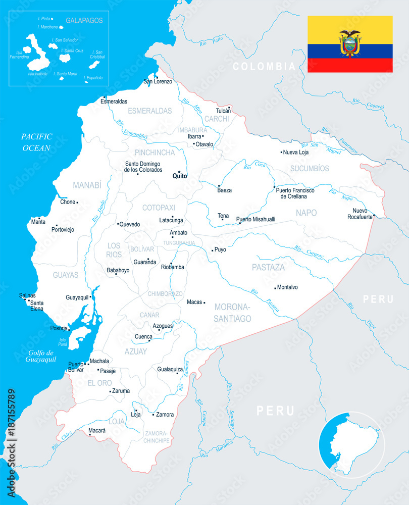 Ecuador Map - detailed vector illustration