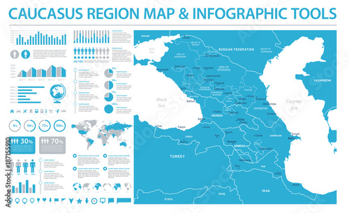 Caucasus Region Map - Info Graphic Vector Illustration