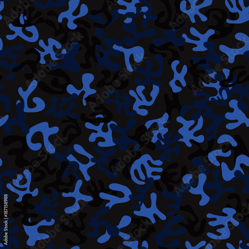 Seamless dark blue military camouflage pattern for marine, navy and aviators - Eps10 vector graphics a