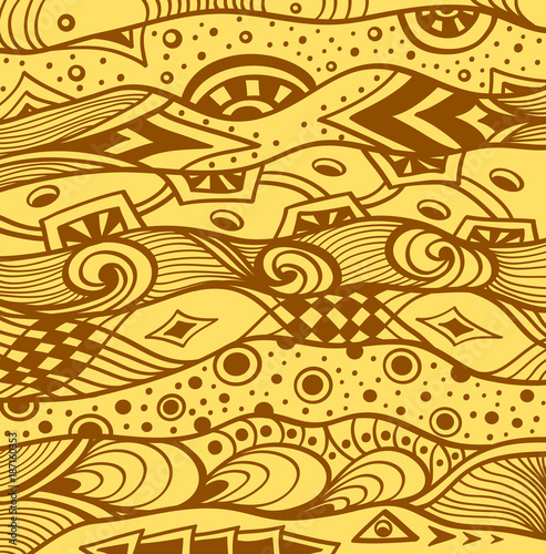 Abstract handmade Ethno Zentangle Zendoodle  background  in beige brown for decoration package or for wallpaper and other things