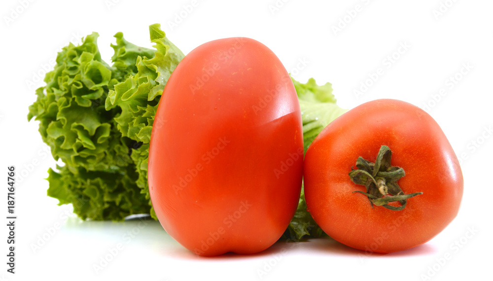 Tomato and lettuce salad isolated on white background Tomato and lettuce salad isolated on white background