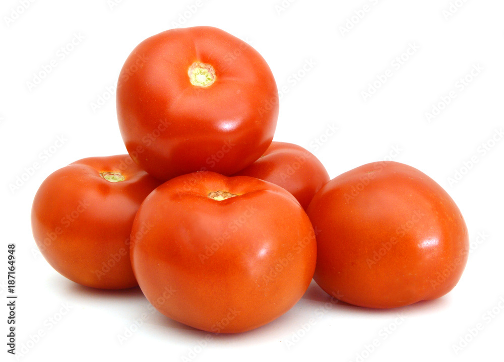 Closeup of tomatoes on the vine isolated on white Closeup of tomatoes on the vine isolated on white