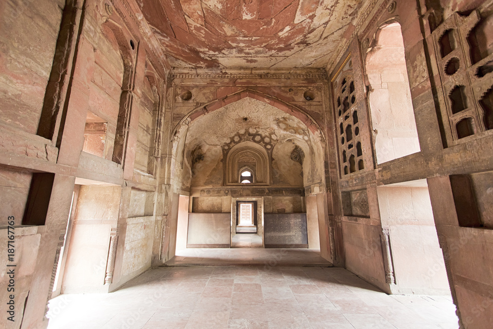 Inside Agra Fort in India 
