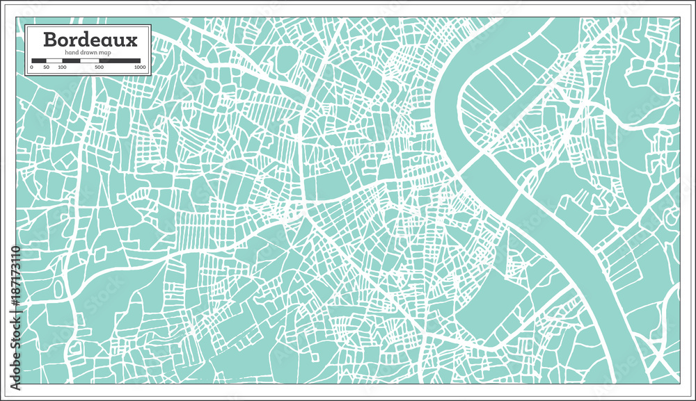 Obraz premium Bordeaux France City Map in Retro Style.