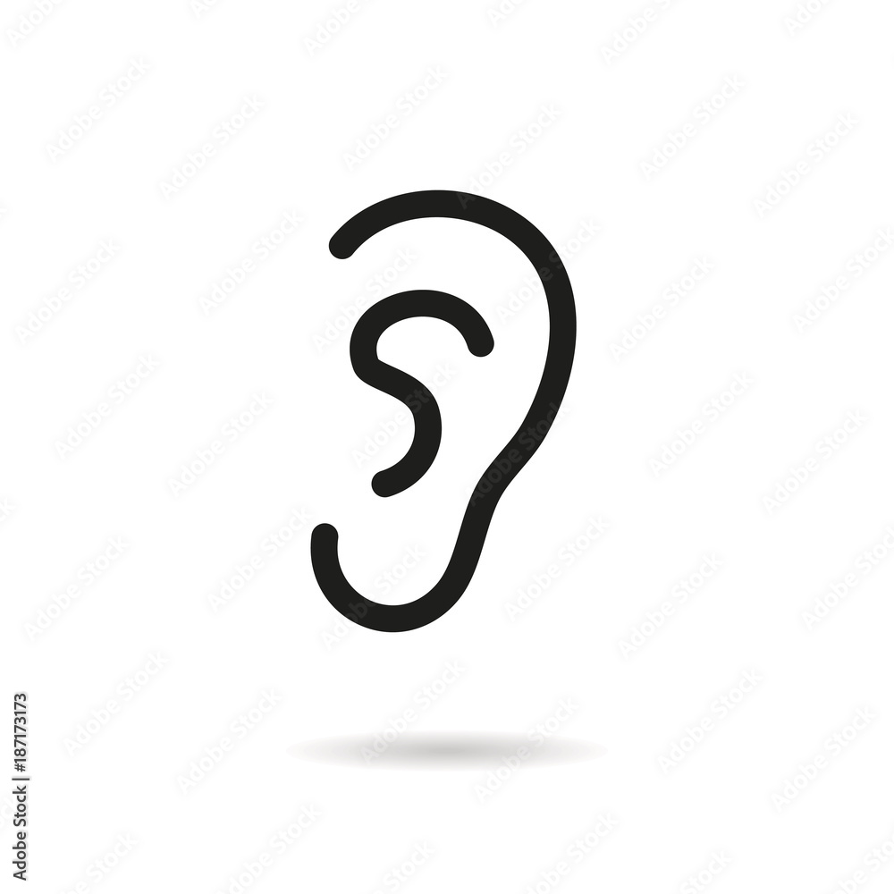 Ear line vector icon.