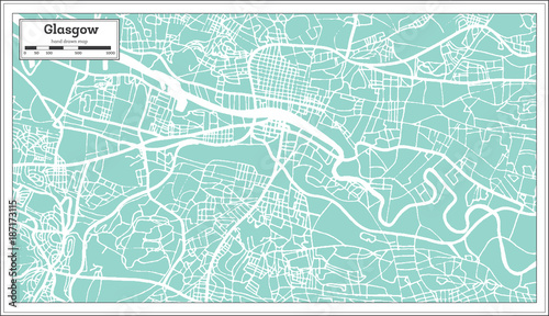 Glasgow Scotland City Map in Retro Style.