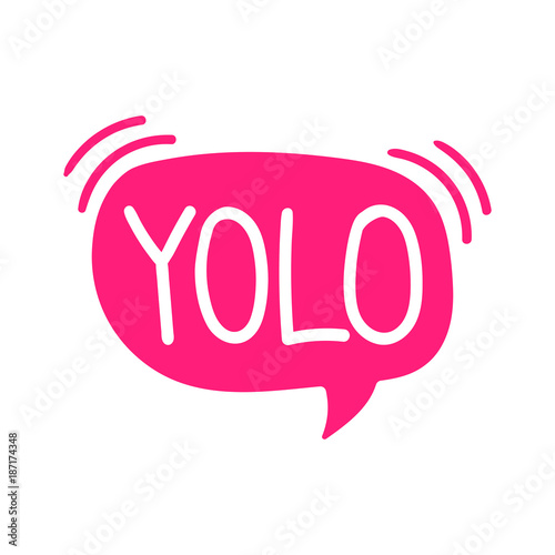 Yolo. Vector lettering, hand drawn illustration on white background. 