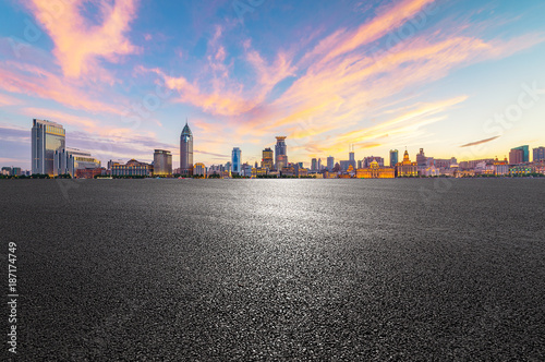 Shanghai cityscape and urban road,China 