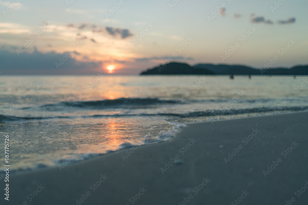 Soft focus sunset at beach - Wave