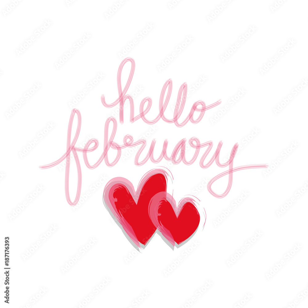 Hello February hand lettering