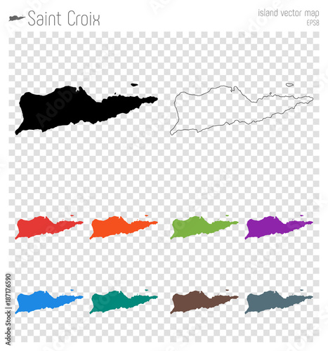 Saint Croix high detailed map. Island silhouette icon. Isolated Saint Croix black map outline. Vector illustration.