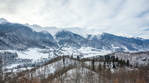 Mountain village in the Caucasus Mountains in winter, Svaneti, Georgia © k_samurkas