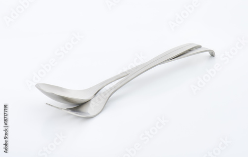Metal spoon and fork