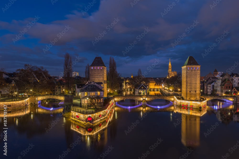 Fototapeta premium Ponts Couverts from the Barrage Vauban in Strasbourg France