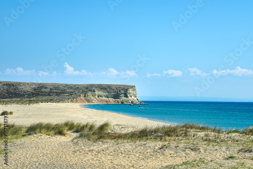 Wide beach in an aegean island of Turkey