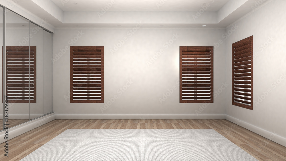 Obraz premium Empty Room Interior wooden floor modern and luxury style. 3d Render