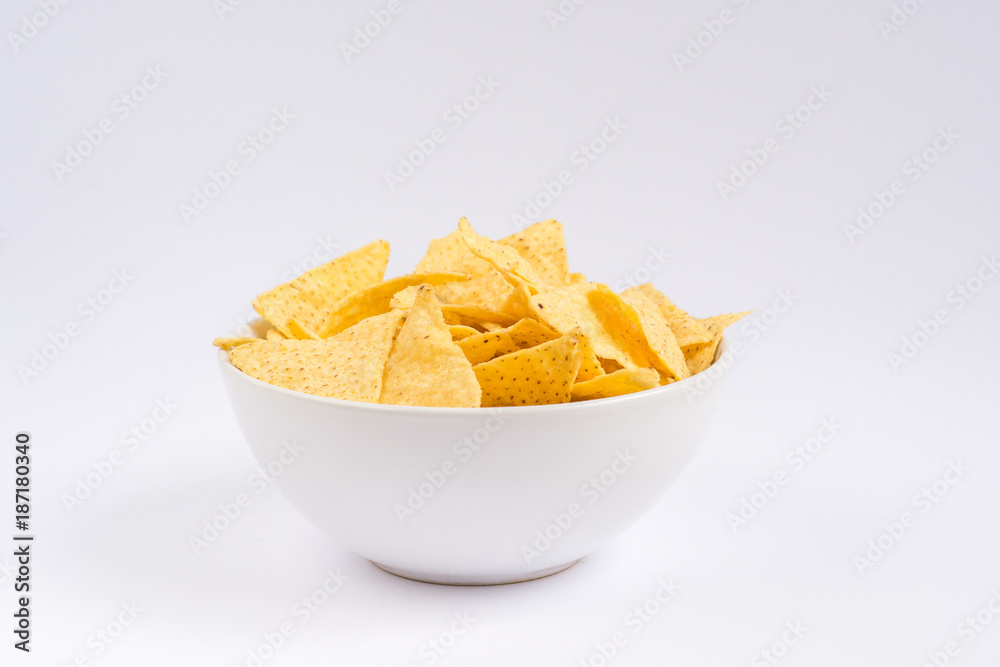 Tortilla chips isolated on white background Tortilla chips isolated on white background