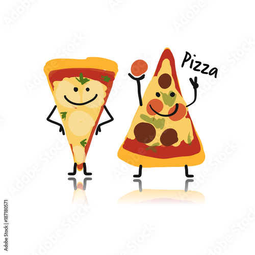 Pizza slices character  sketch for your design