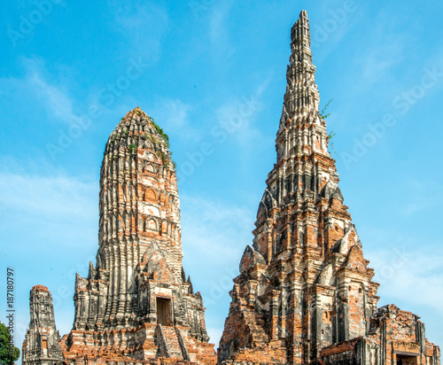 Ancient ruins at Wat Chaiwatthanaram Buddhist temple in Ayutthaya Thailand © Rex Wholster