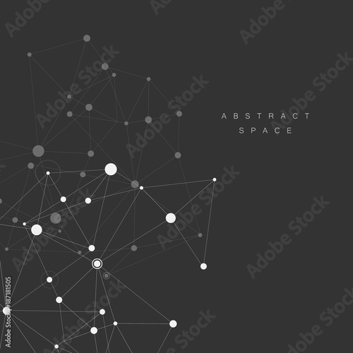 Connection white dots and lines science background