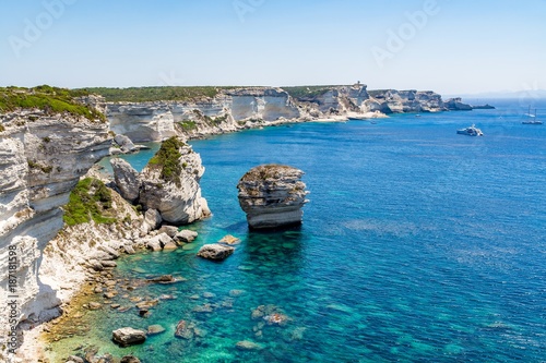 Amazing coastline of Corsica, view from Bonifacio, France
