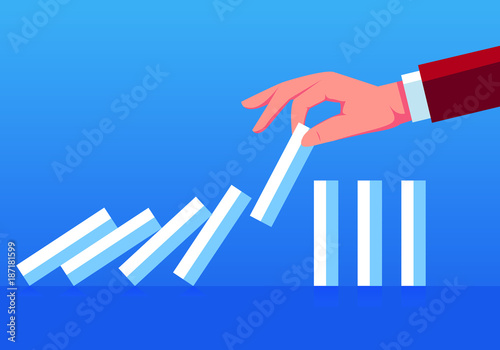 Business concept to prevent the domino effect