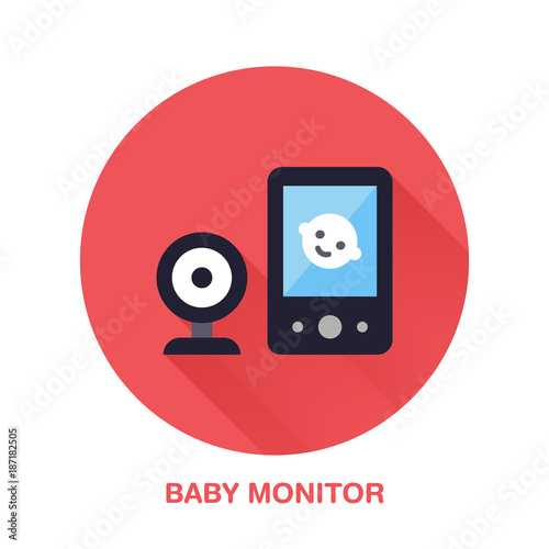 Baby monitor flat style icon. Wireless technology, video device sign. Vector illustration of communication equipment for electronics store.