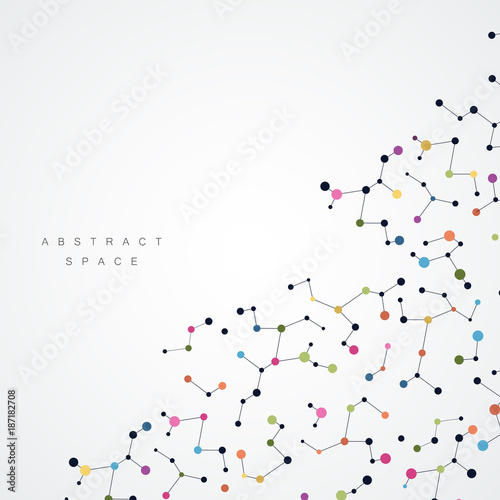 Colorful background with connection dots and lines. Graphic abstract structure