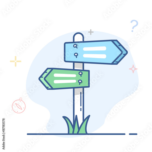 Directional arrow road sign illustration.