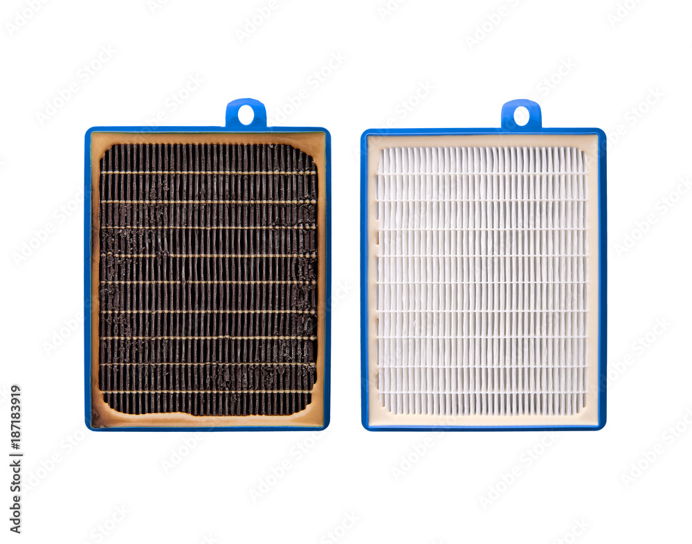 High efficiency air filter for HVAC system. Isolated on white