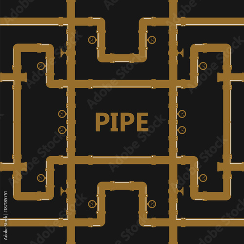 Pipe fittings vector icons set. Tube industry, construction pipeline, drain system. Pipeline water vector