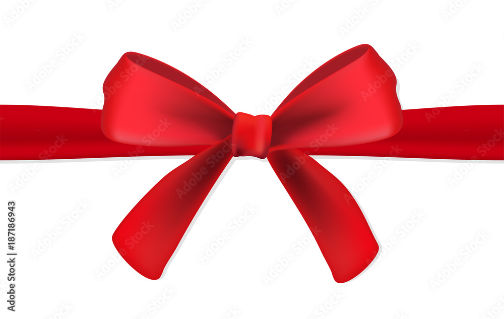 Realistic red gift satin ribbon with a bow on white background. Vector illustration. Realistic red gift satin ribbon with a bow on white background. Vector illustration.