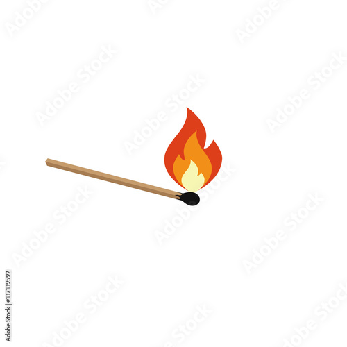 burning match illustration on white background