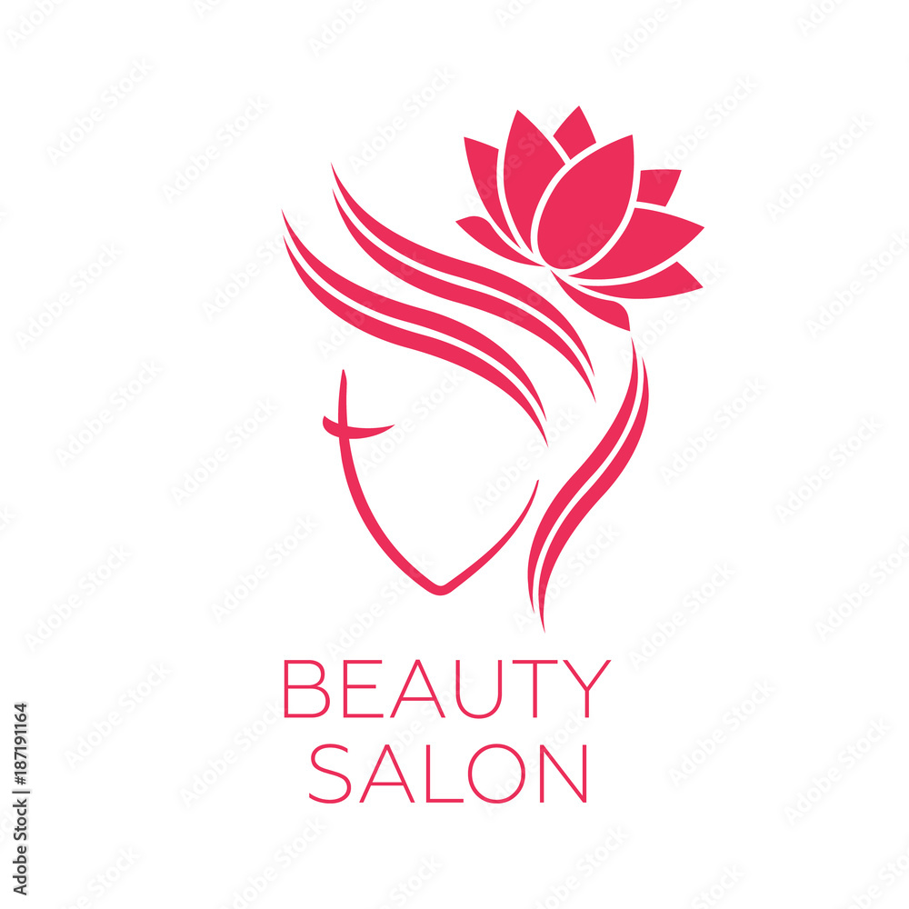 Beautiful woman logo template for hair salon, beauty salon, cosmetic Beautiful woman logo template for hair salon, beauty salon, cosmetic