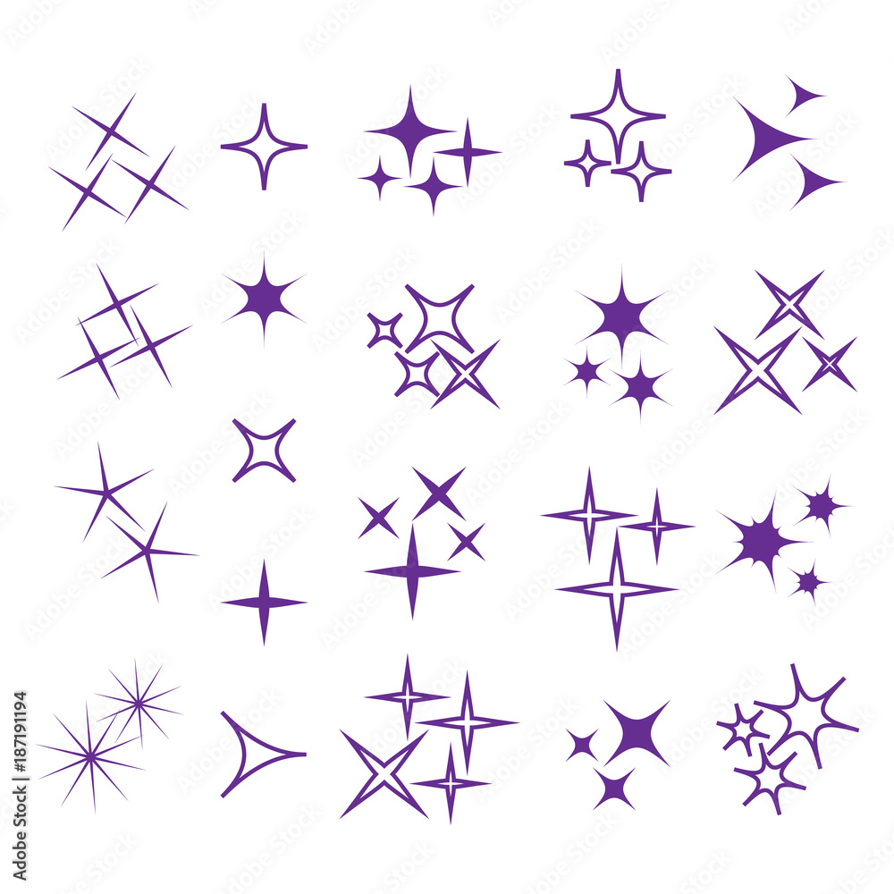Fototapeta premium Icon star. Sparkles collection. Sparks vector icons set