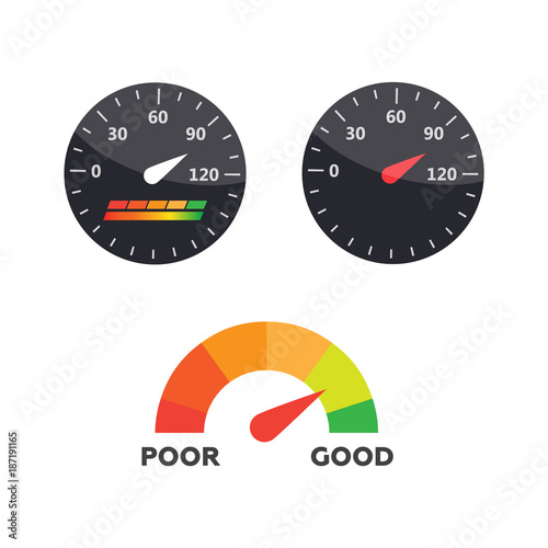 Guage icon. Credit score indicators and gauges vector set. Score vector icon